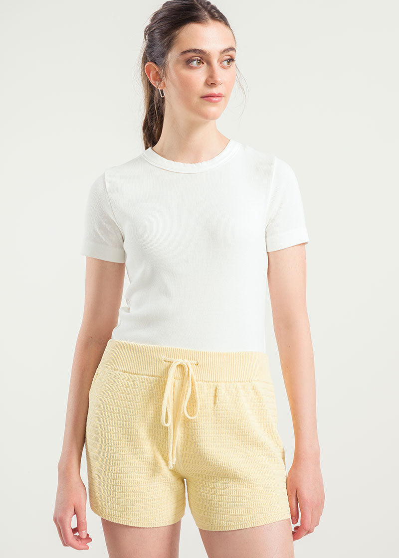 Giallo Crema | Shorts in Maglia Donna Cotone Rigenerato Stella