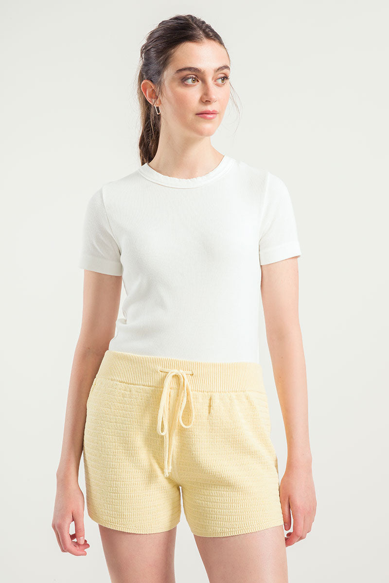 Giallo Crema | Shorts in Maglia Donna Cotone Rigenerato Stella