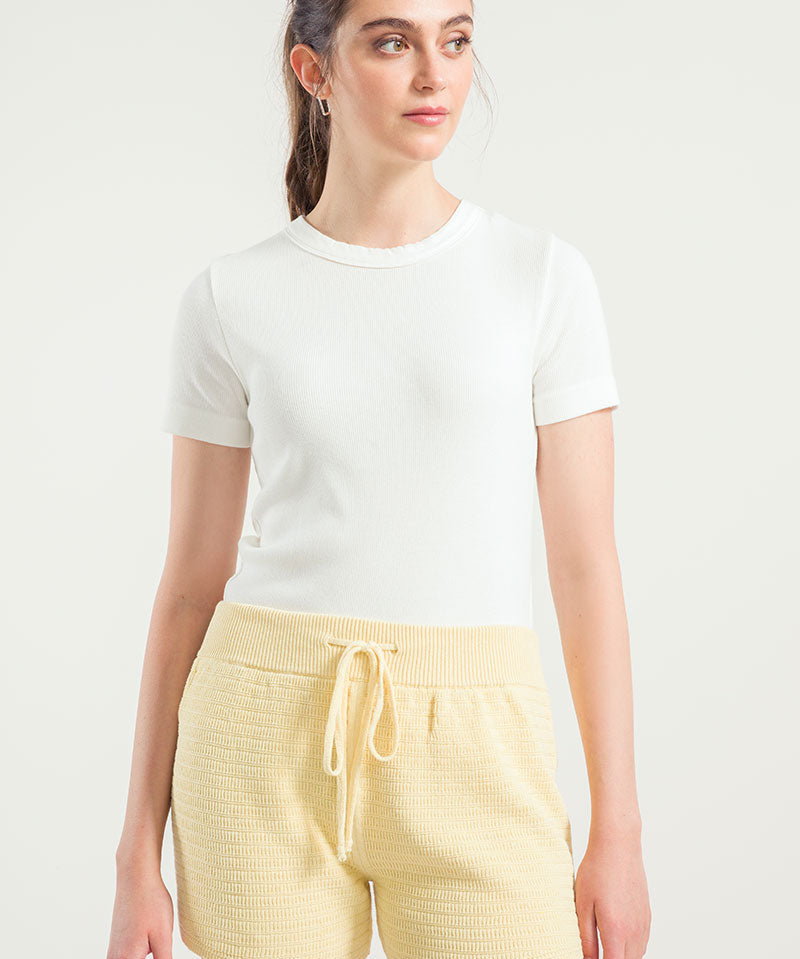 Giallo Crema | Shorts in Maglia Donna Cotone Rigenerato Stella