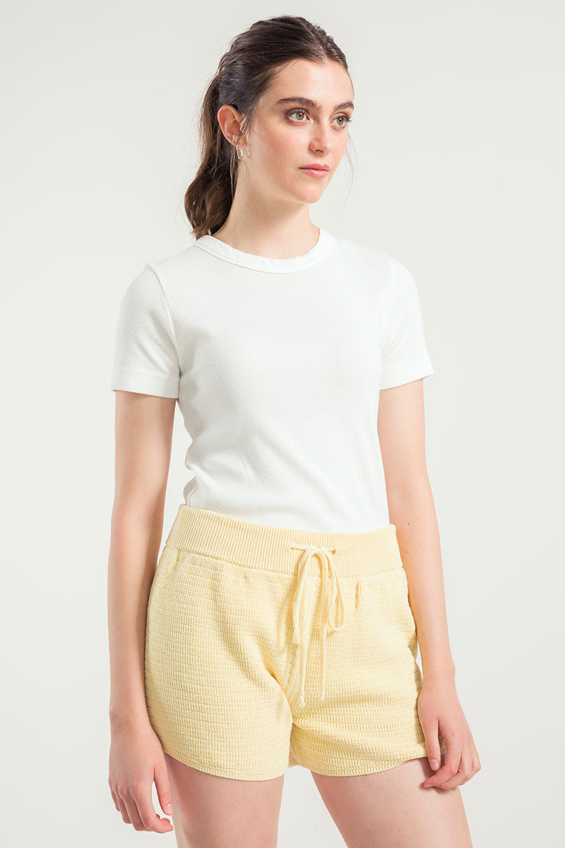 Giallo Crema | Shorts in Maglia Donna Cotone Rigenerato Stella