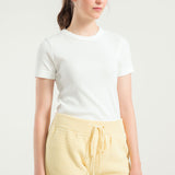 Giallo Crema | Shorts in Maglia Donna Cotone Rigenerato Stella