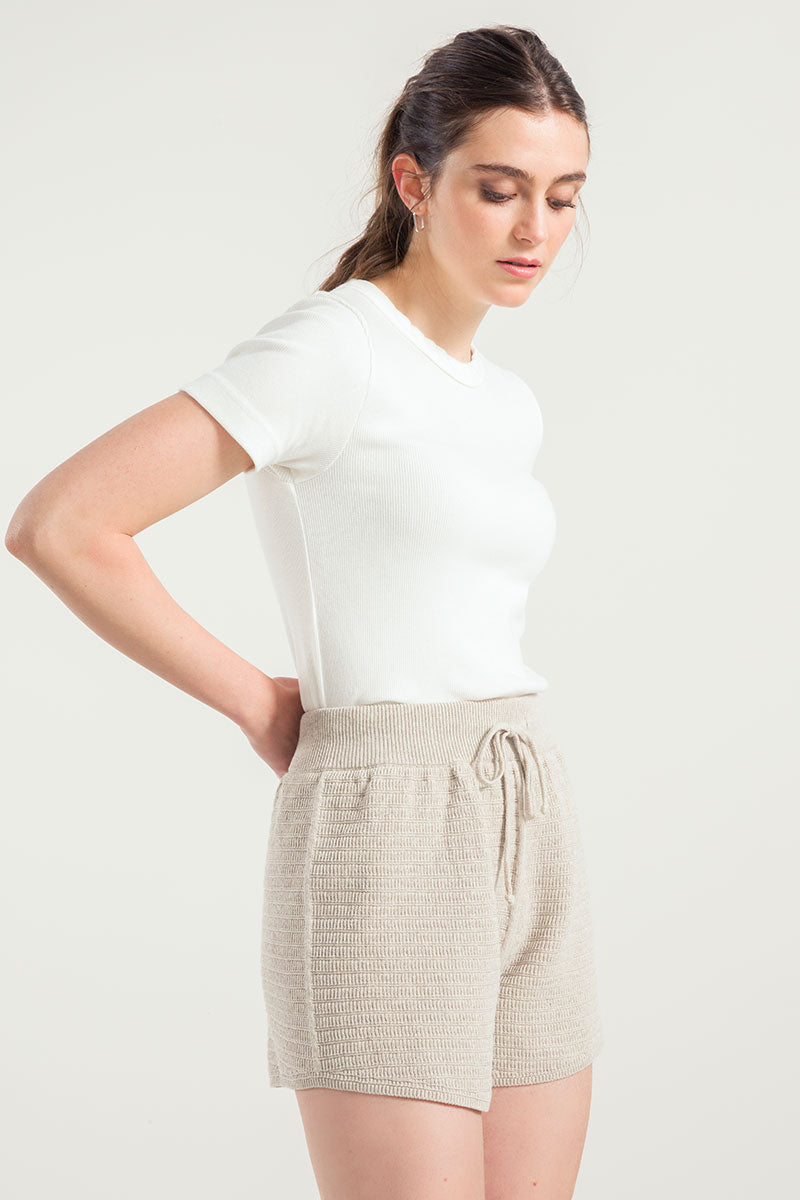 Shorts in Maglia Donna Cotone Rigenerato Stella Beige - Rifò