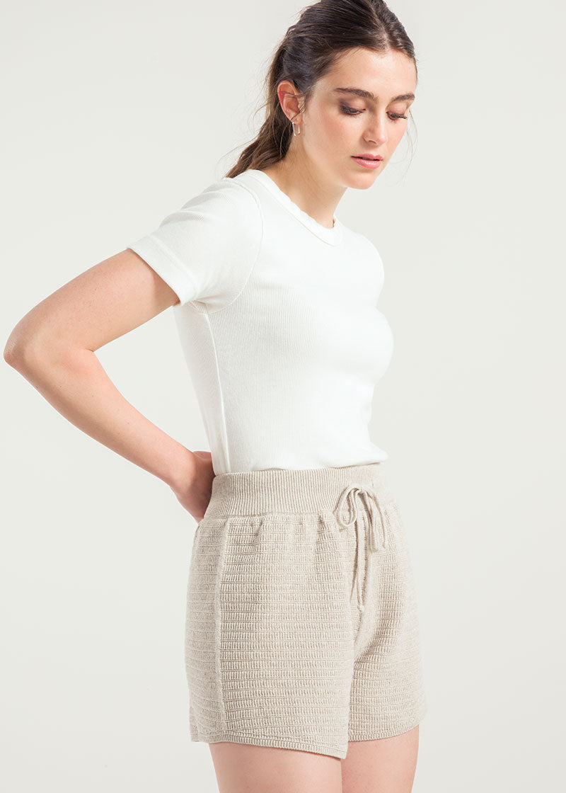 Beige Avena | Shorts in Maglia Donna Cotone Rigenerato Stella