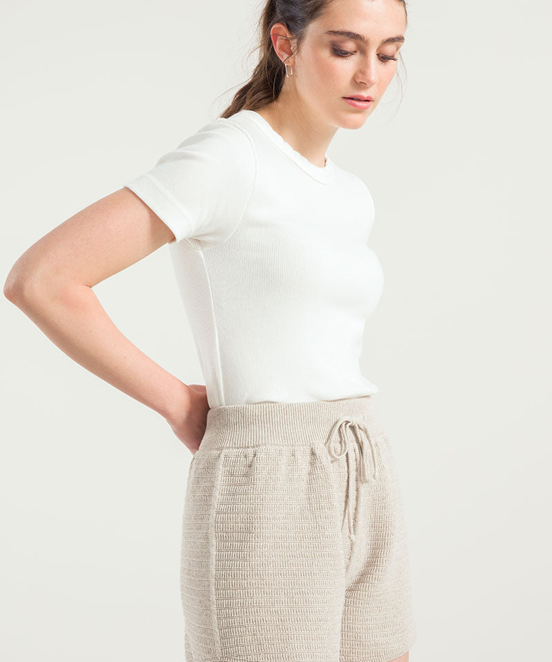 Beige Avena | Shorts in Maglia Donna Cotone Rigenerato Stella