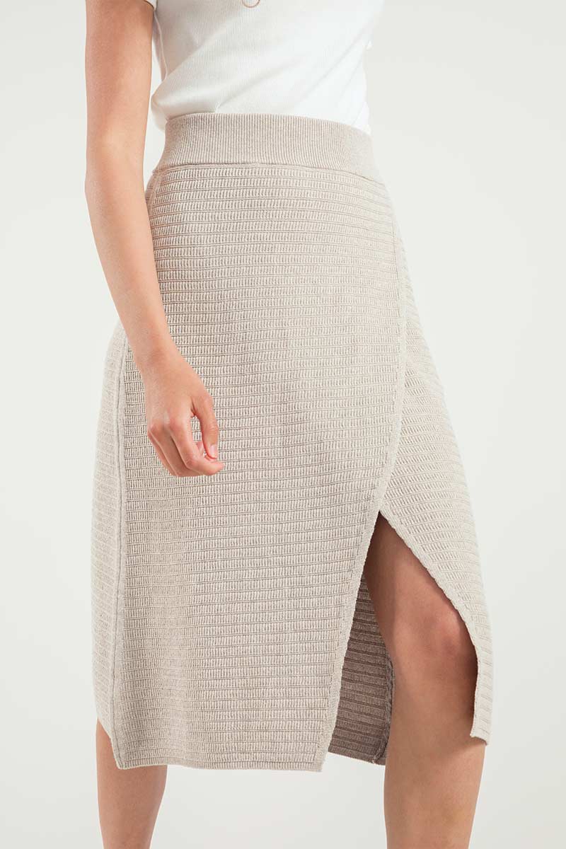 Gonna a Portafoglio Crochet Donna Cotone Riciclato Cometa Beige - Rifò