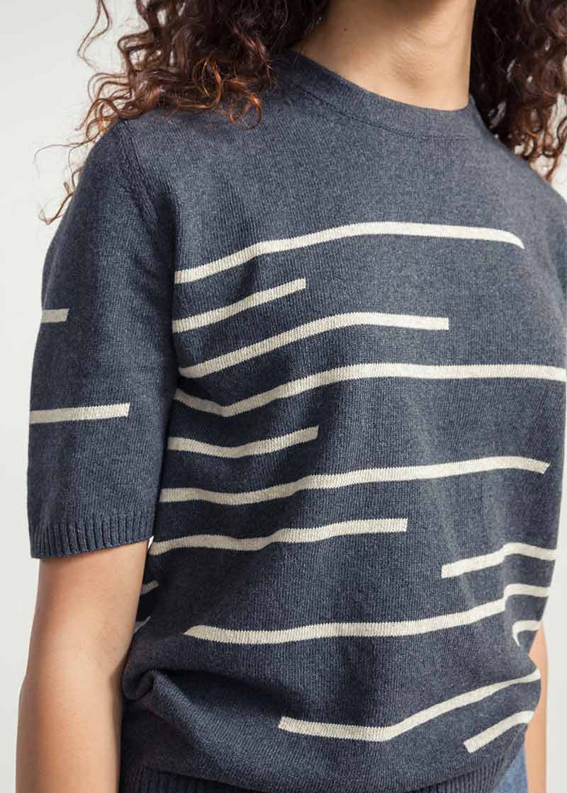 Grigio Antracite | Maglia Donna Righe Cotone Rigenerato Clio