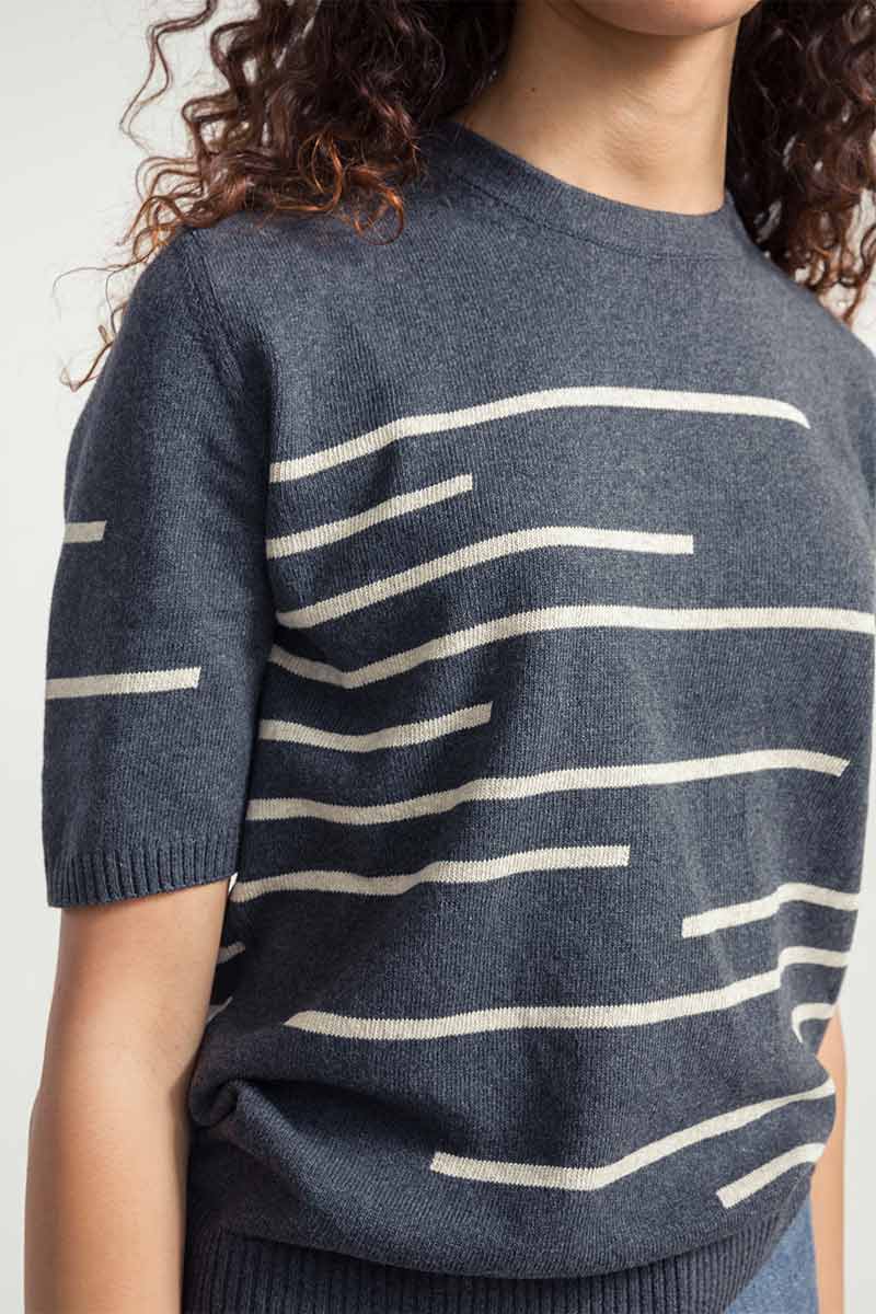 Grigio Antracite | Maglia Donna Righe Cotone Rigenerato Clio