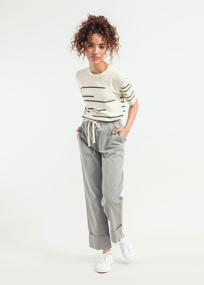 Bianco Burro | Maglia Donna Righe Cotone Rigenerato Clio