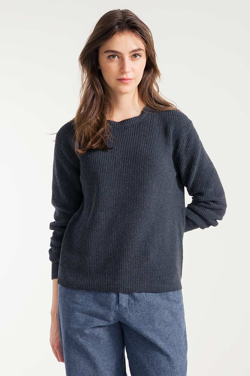 Grigio Antracite | Maglia Donna Cotone Rigenerato Olga