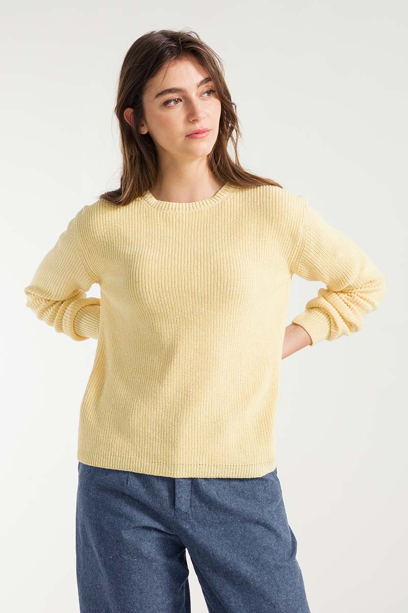 Giallo Crema | Maglia Donna Cotone Rigenerato Olga