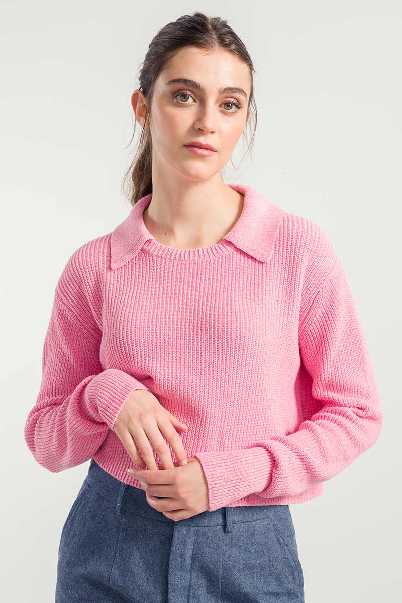 Rosa Ciliegio | Maglia Donna Cotone Rigenerato Olivia