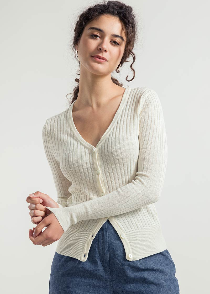 Bianco Grezzo | Cardigan seta rigenerata