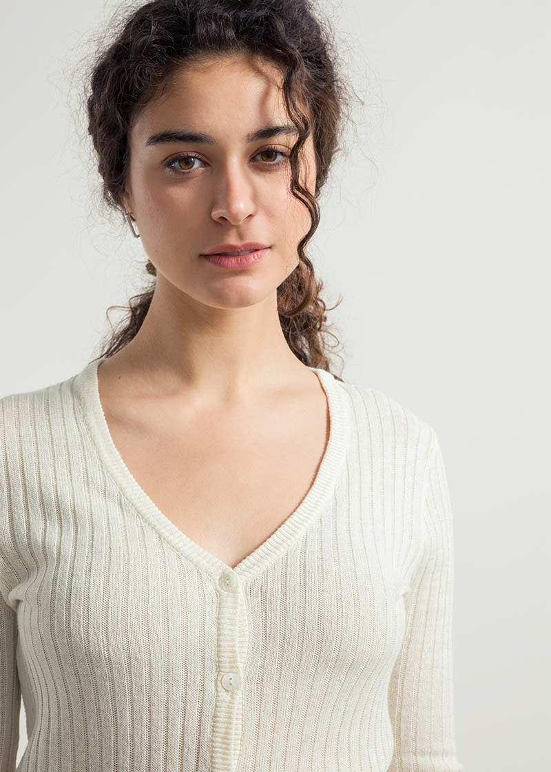 Bianco Grezzo | Cardigan seta rigenerata