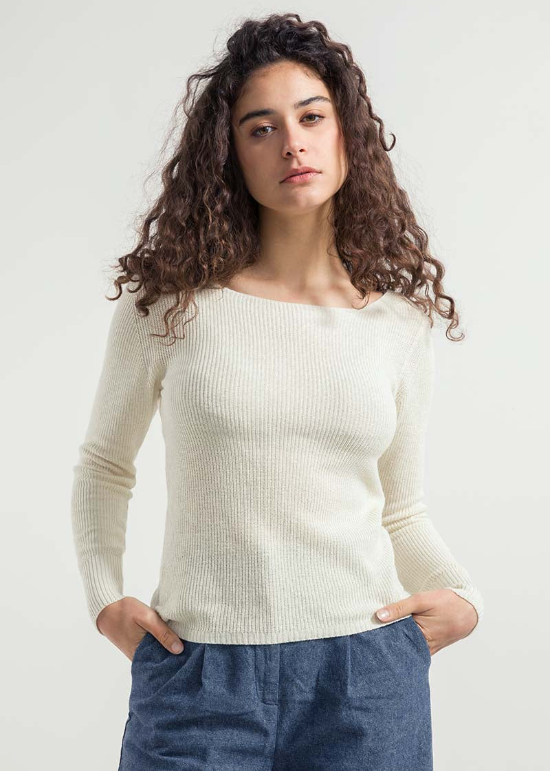 Bianco Grezzo | Maglia Donna Seta Rigenerata Giselle