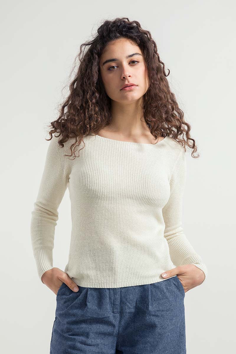 Bianco Grezzo | Maglia Donna Seta Rigenerata Giselle