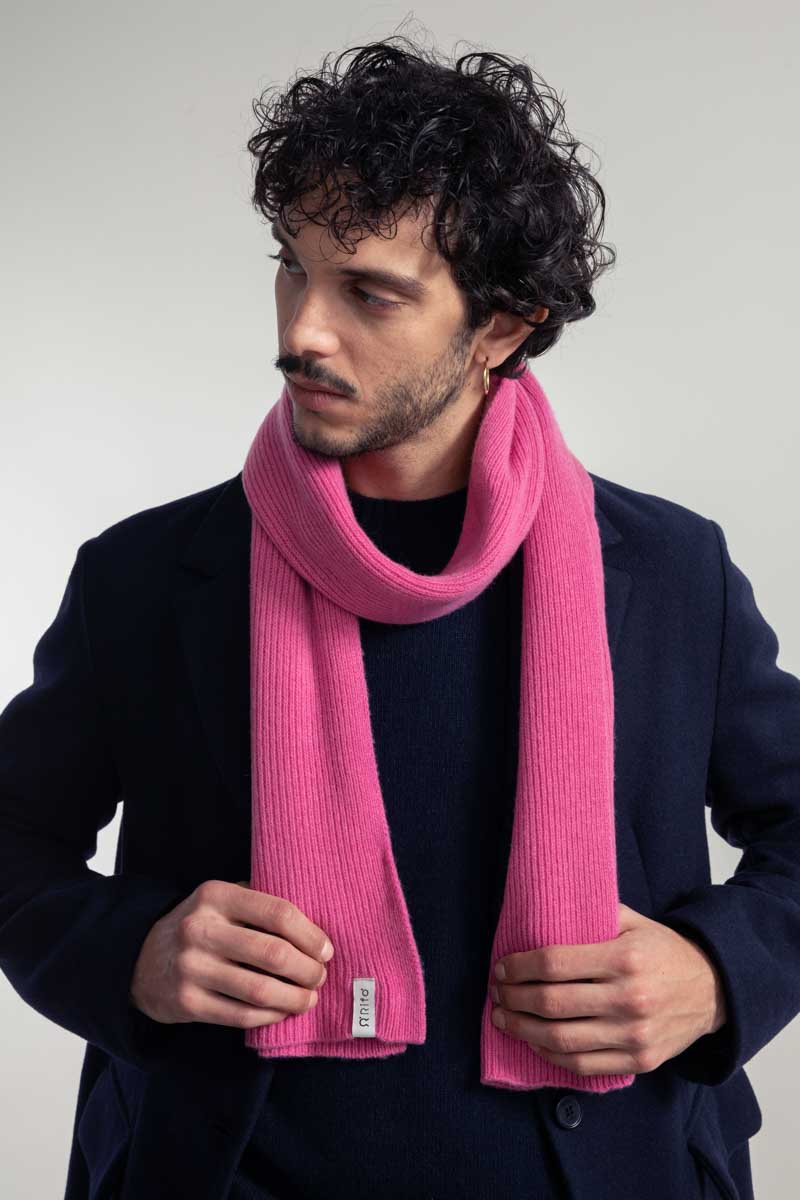 Rosa Confetto | Sciarpa Costine cashmere rigenerato Federico