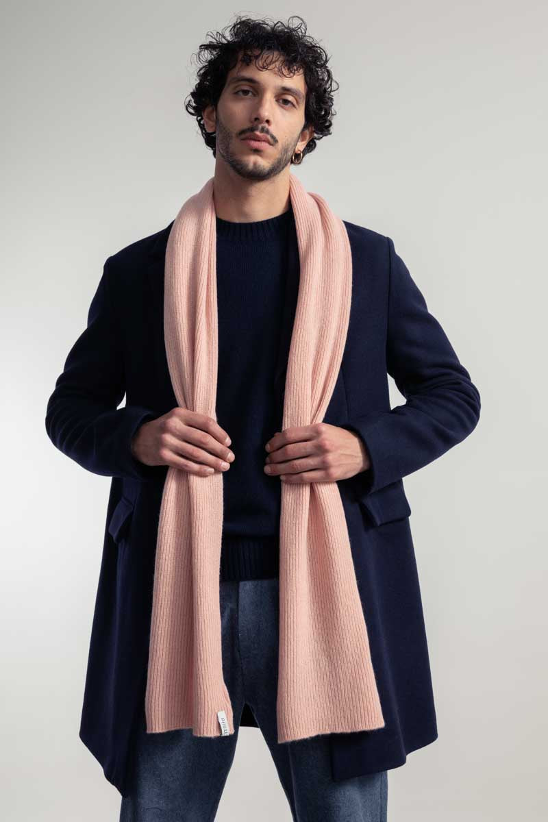 Rosa Quarzo | Sciarpa Costine cashmere rigenerato Federico