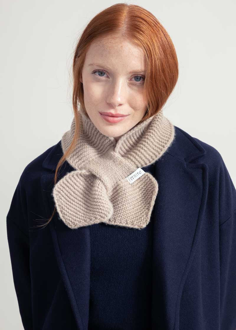 Sciarpa Fiocco Donna Cashmere Rigenerato Britta Beige