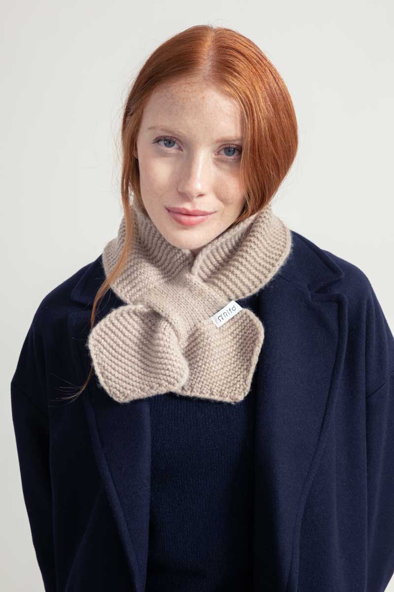 Sciarpa Fiocco Donna Cashmere Rigenerato Britta Beige