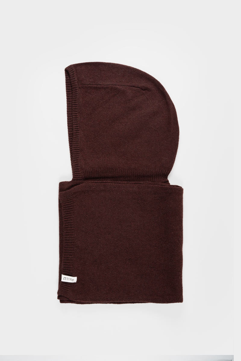 Men Women Hooded Scarf Recycled Cashmere Brown - Rifò