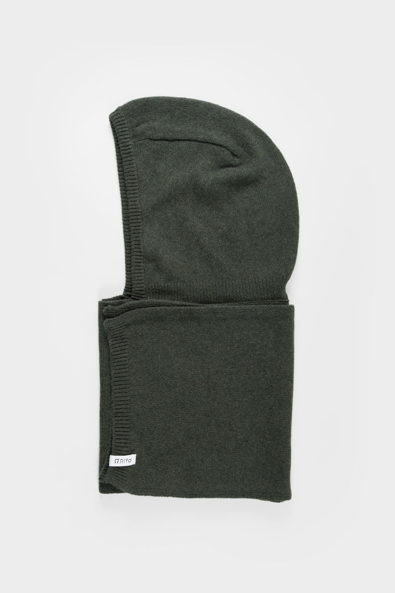 Men Women Hooded Scarf Recycled Cashmere Green - Rifò