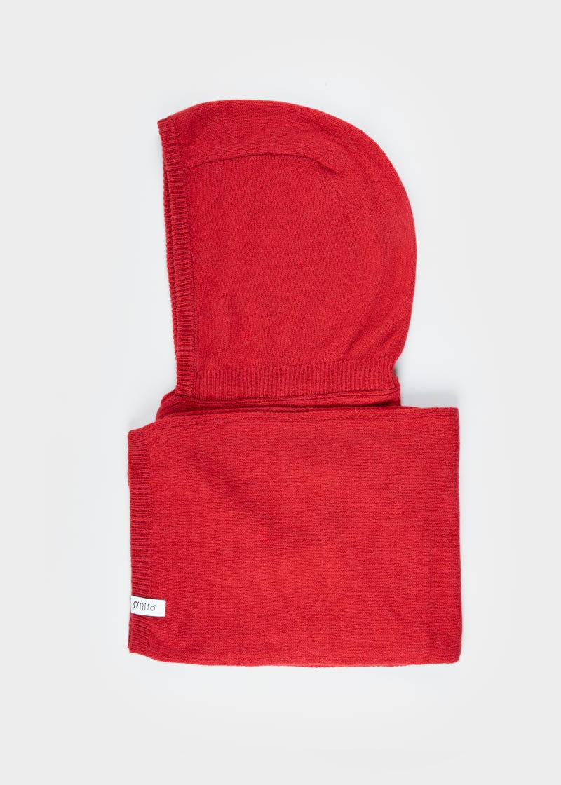 Sciarpa Cappuccio Cashmere Rigenerato Rosso Ilenia - Rifò Lab Moda circolare made in Italy