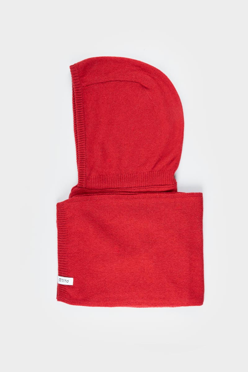Sciarpa Cappuccio Cashmere Rigenerato Rosso Ilenia - Rifò Lab Moda circolare made in Italy