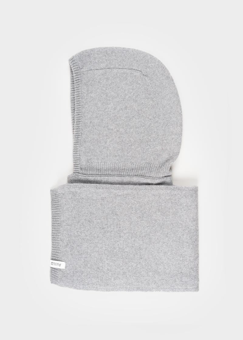 Sciarpa Cappuccio Cashmere Rigenerato Grigio Ilenia - Rifò Lab Moda circolare made in Italy