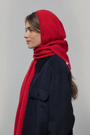 Sciarpa Cappuccio Cashmere Rigenerato Rosso Ilenia - Rifò Lab Moda circolare made in Italy