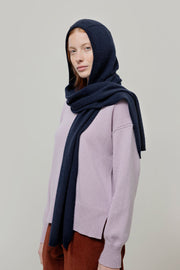 Sciarpa Cappuccio Cashmere Rigenerato Blu Ilenia - Rifò Lab Moda circolare made in Italy