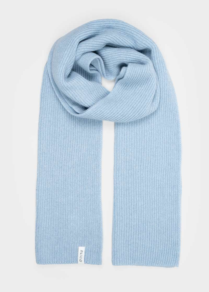 Azzurro Polvere | Sciarpa Costine cashmere rigenerato Federico