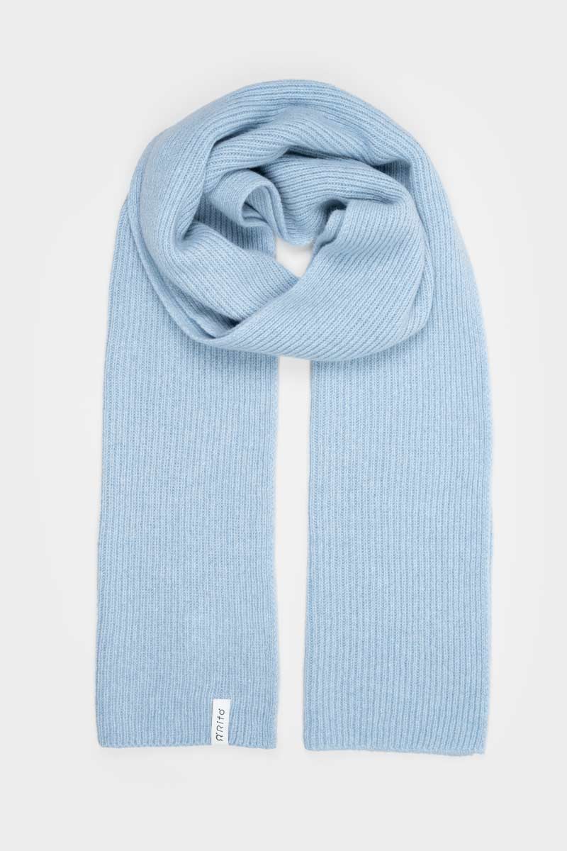 Azzurro Polvere | Sciarpa Costine cashmere rigenerato Federico