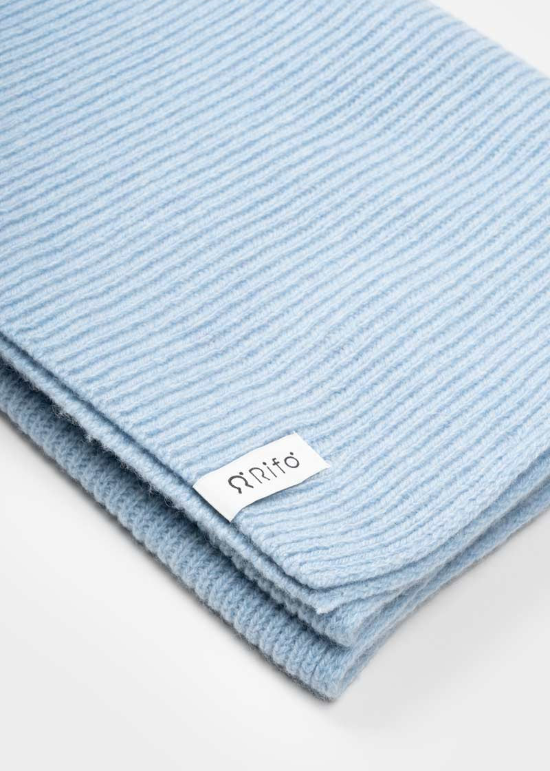 Azzurro Polvere | Sciarpa Costine cashmere rigenerato Federico