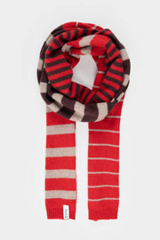 Sciarpa Cashmere Sottile a Righe Rossa Rino - Rifò Lab Moda circolare made in Italy