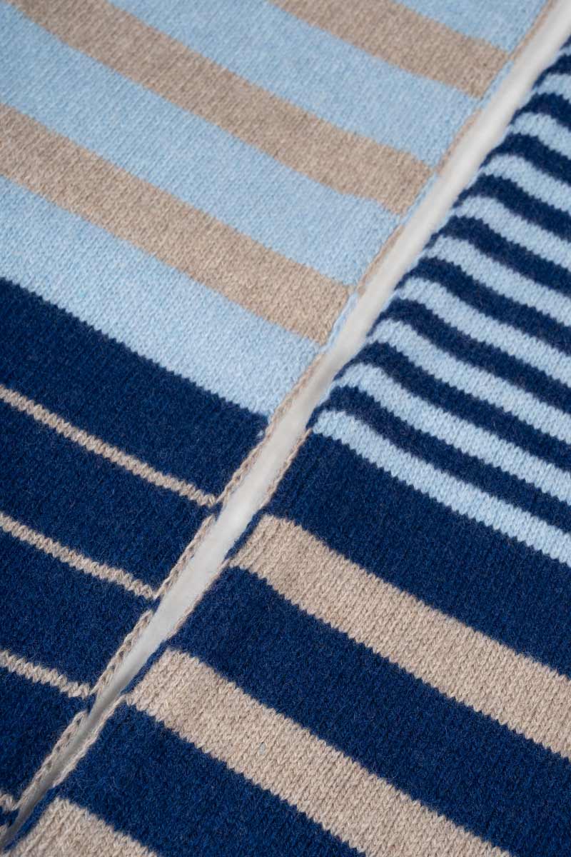 Sciarpa Cashmere Sottile a Righe Blu Rino - Rifò Lab Moda circolare made in Italy