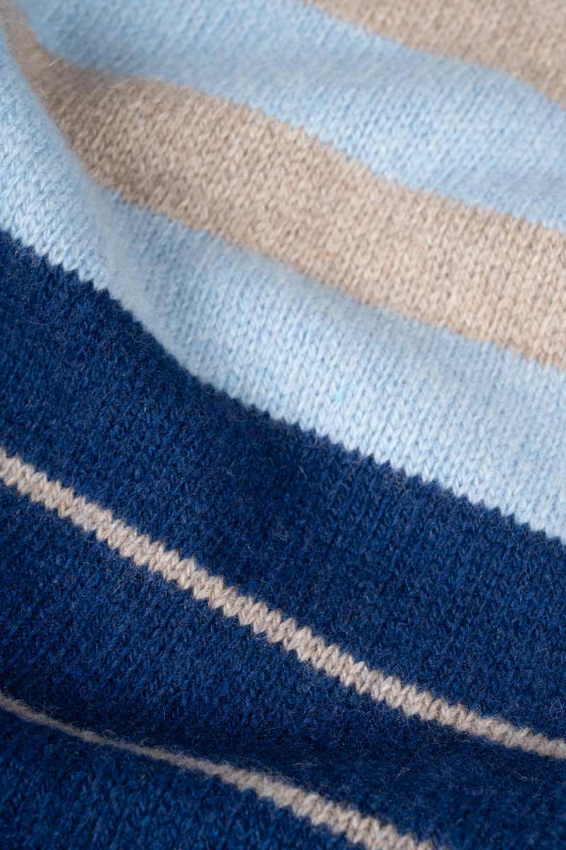 Sciarpa Cashmere Sottile a Righe Blu Rino - Rifò Lab Moda circolare made in Italy