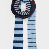 Sciarpa Cashmere Sottile a Righe Azzurro Rino - Rifò Lab Moda circolare made in Italy
