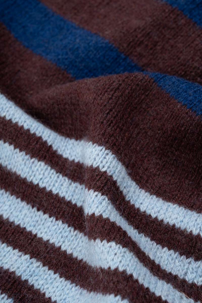 Sciarpa Cashmere Sottile a Righe Azzurro Rino - Rifò Lab Moda circolare made in Italy