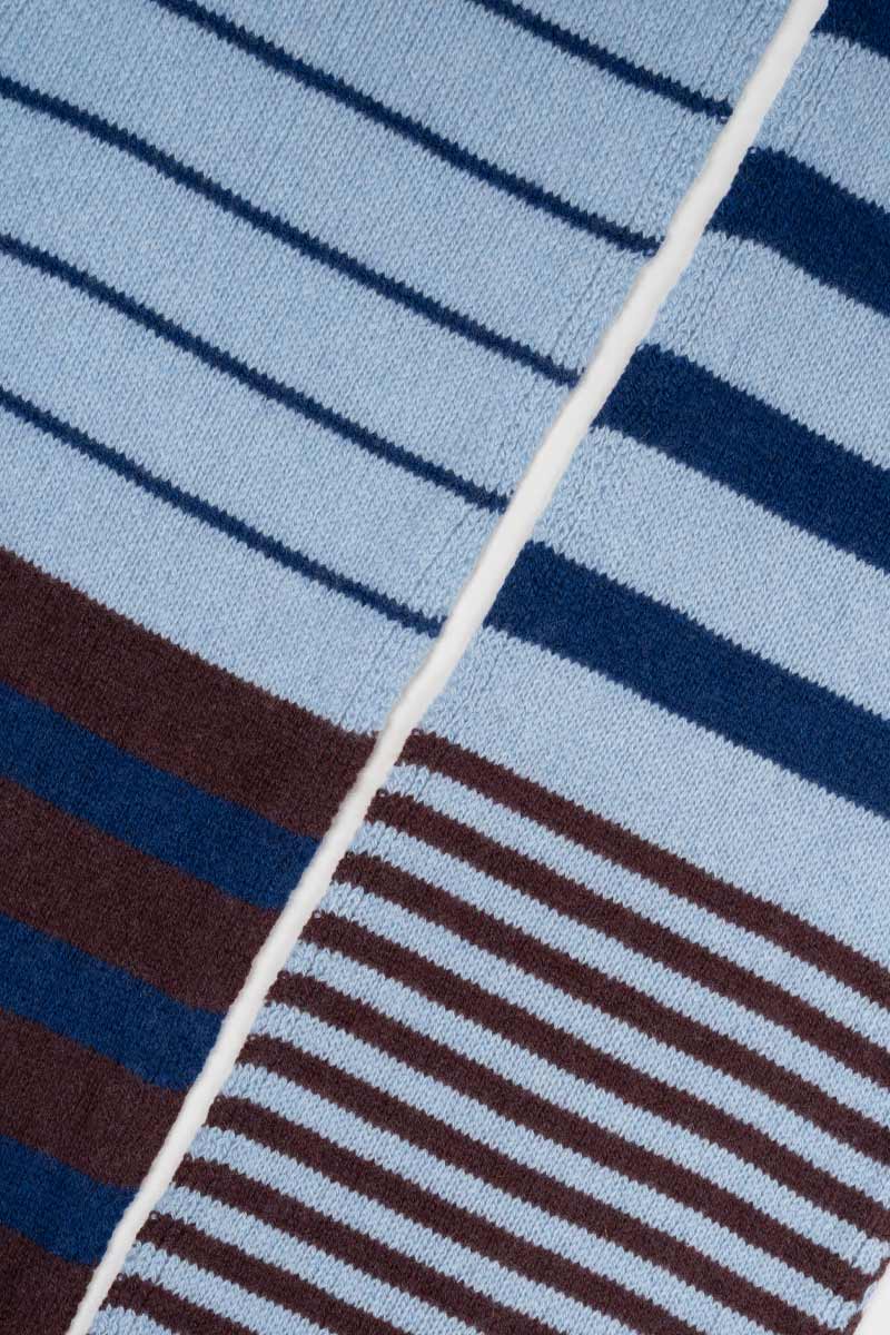 Sciarpa Cashmere Sottile a Righe Azzurro Rino - Rifò Lab Moda circolare made in Italy