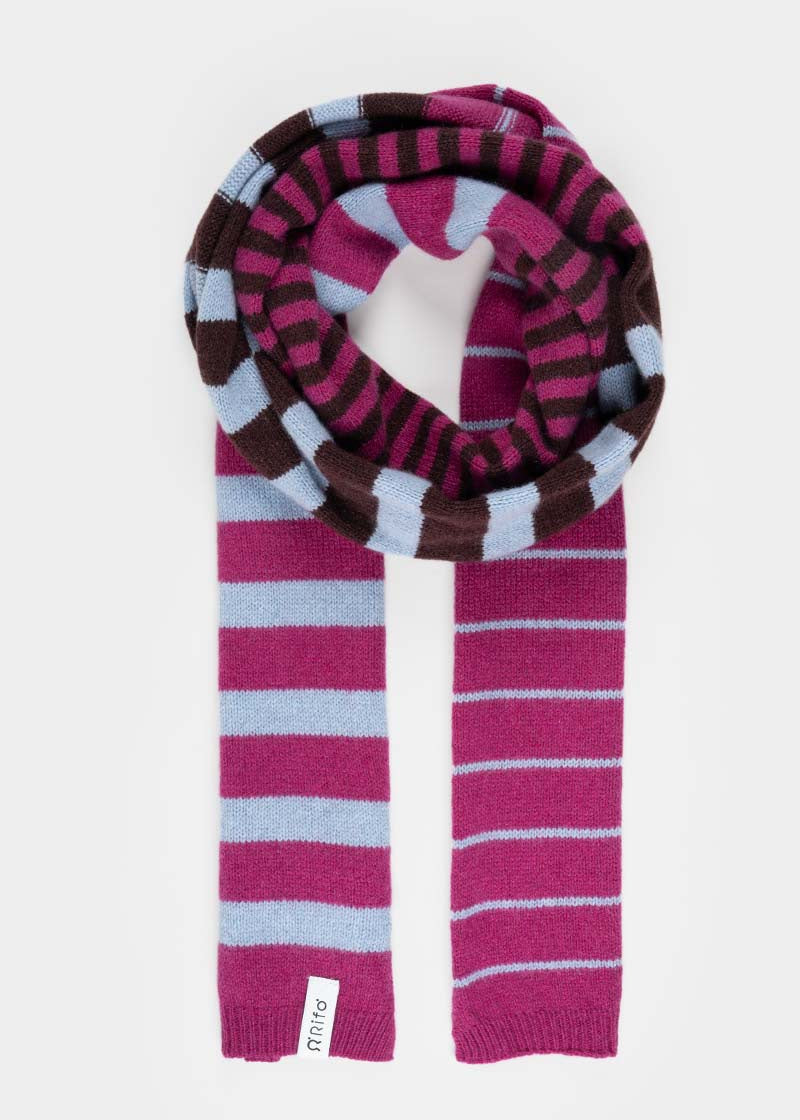 Sciarpa Cashmere Sottile a Righe Fucsia Rino - Rifò Lab Moda circolare made in Italy