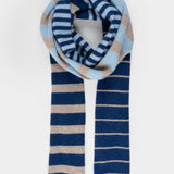 Sciarpa Cashmere Sottile a Righe Blu Rino - Rifò Lab Moda circolare made in Italy