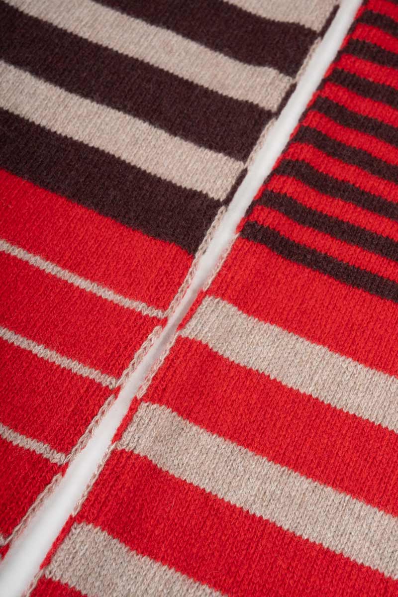Sciarpa Cashmere Sottile a Righe Rossa Rino - Rifò Lab Moda circolare made in Italy