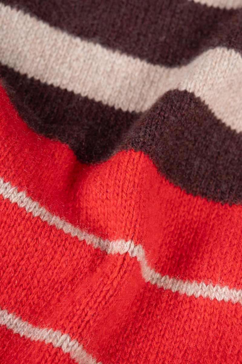 Sciarpa Cashmere Sottile a Righe Rossa Rino - Rifò Lab Moda circolare made in Italy