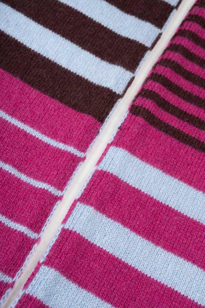 Sciarpa Cashmere Sottile a Righe Fucsia Rino - Rifò Lab Moda circolare made in Italy