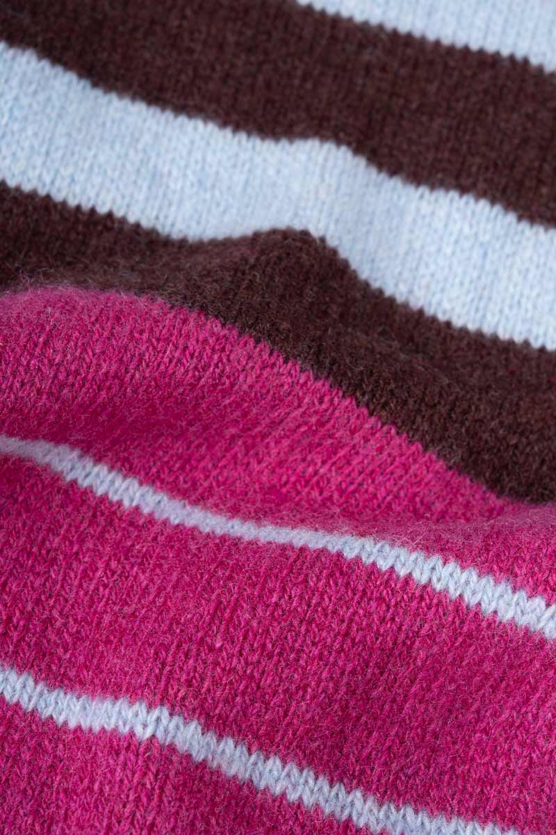 Sciarpa Cashmere Sottile a Righe Fucsia Rino - Rifò Lab Moda circolare made in Italy