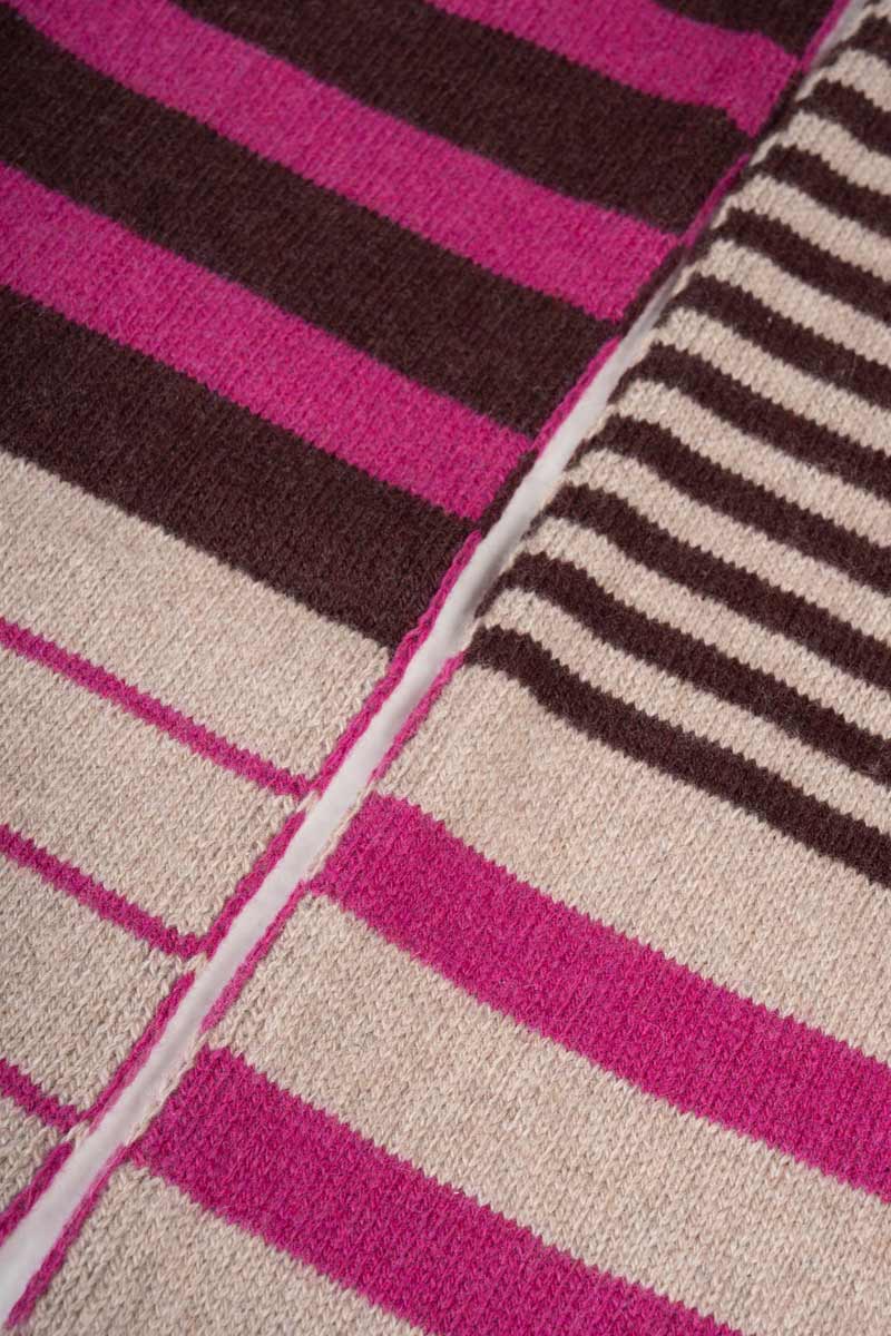 Sciarpa Cashmere Sottile a Righe Beige Rino - Rifò Lab Moda circolare made in Italy