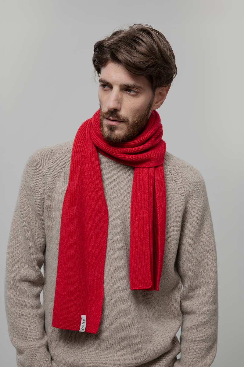 Sciarpa Cashmere Rigenerato Federico Rosso Papavero - Rifò Lab Moda circolare made in Italy