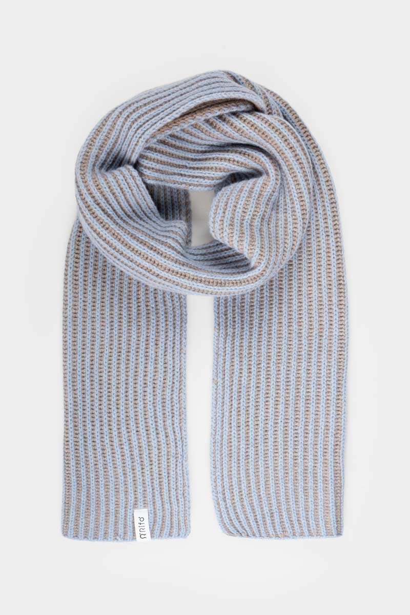 Sciarpa Cashmere Donna Uomo Rigenerato Grigia Azzurra Julia - Rifò Lab Moda circolare made in Italy
