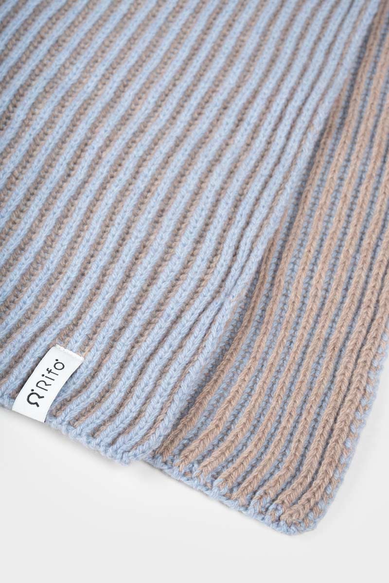 Sciarpa Cashmere Donna Uomo Rigenerato Grigia Azzurra Julia - Rifò Lab Moda circolare made in Italy
