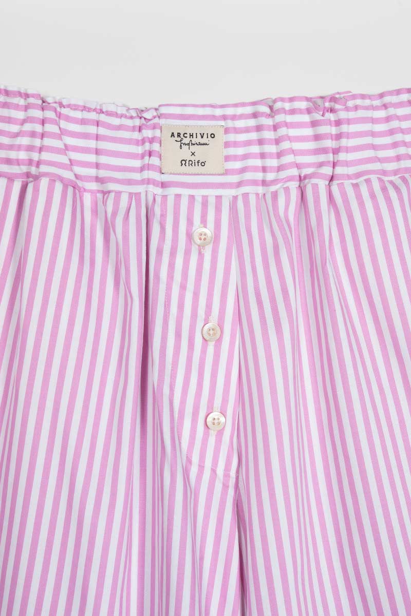 Pantaloncini Boxer Donna a Righe Rosa  Cotone Inghirami Allegra Gialli - Rifò Lab Moda circolare made in Italy
